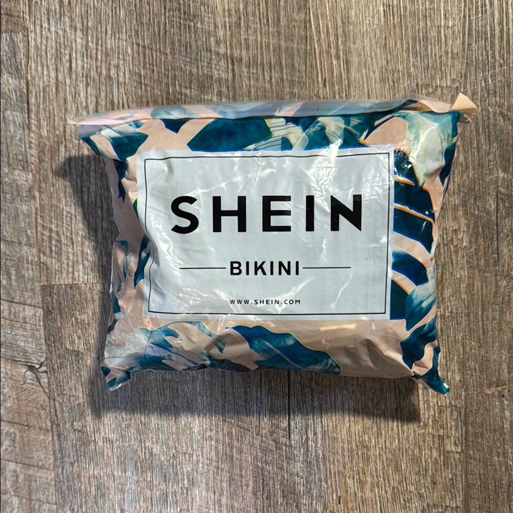 SHEIN Tropical Black with White Accents Bikini